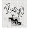 thumbnail image 3 of Ambesonne Fitness Shower Curtain, Dumbbell Hand Sketch, 69"Wx75"L, Black Grey White, 3 of 3