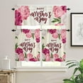 thumbnail image 2 of Kitchen Curtains and Valances Set, Pink Flower Happy Mother''s Day Curtains Tier Farmhouse Rod Pocket Half Window Curtain 24 Inch Length, 3 Piece Kitchen Curtain Set, 2 of 5