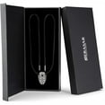 thumbnail image 3 of SERASAR Men's Original Leather Necklace "Skull" with Stainless steel Pendant and Magnetic Closure, Silver 50cm, incliding Gift box, 3 of 8