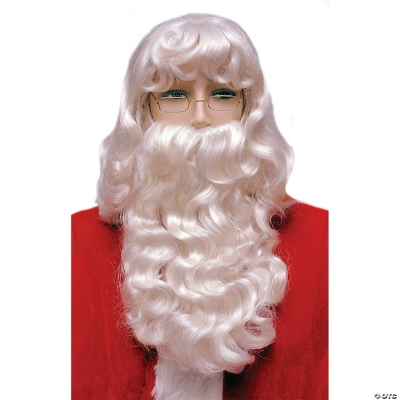Super Deluxe Extra Large Santa Wig & Beard Set White Christmas Cosplay Adult