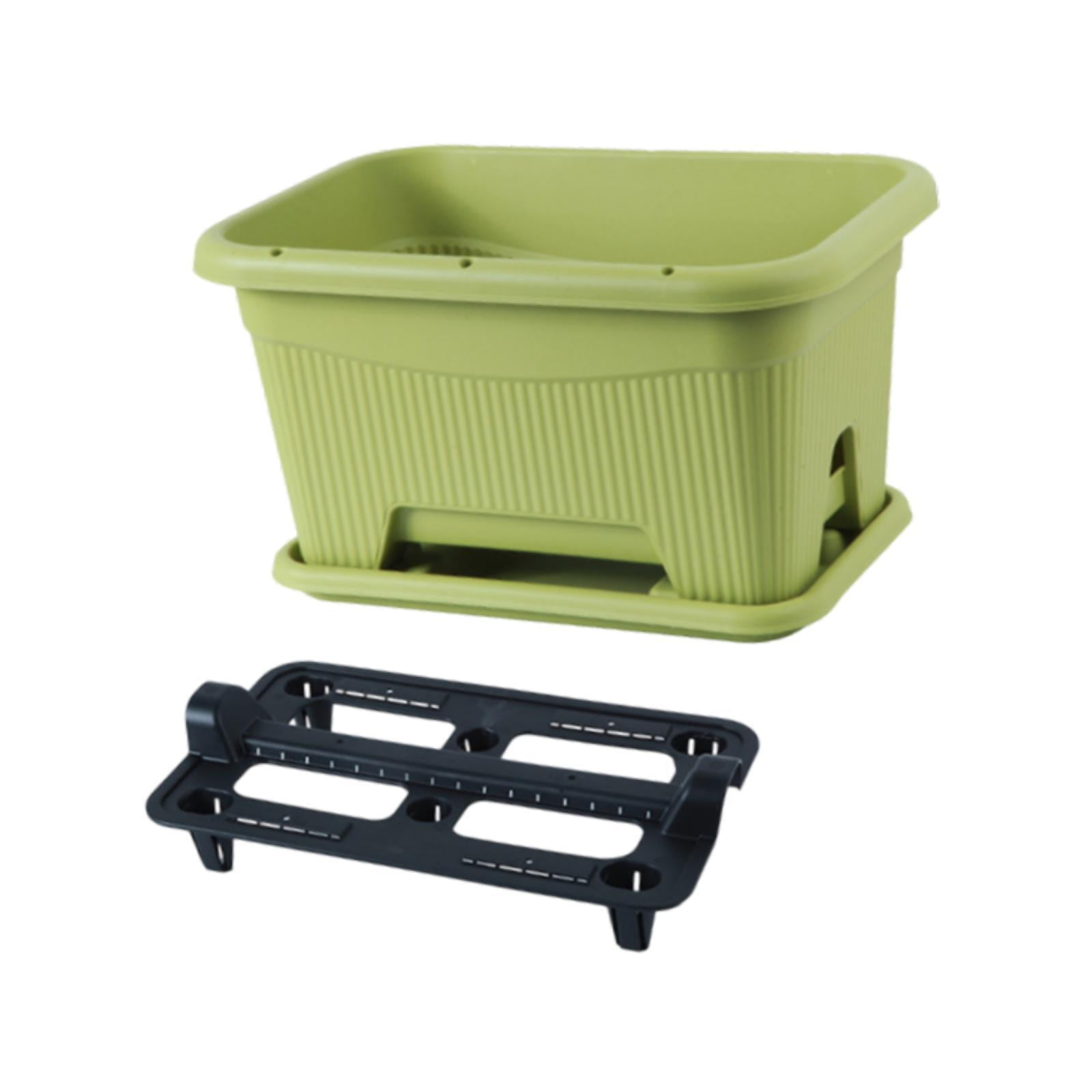 MAGIDEAL Flower Window Box with Tray Patio Planting Tool for Balcony Home Décor Porch Green