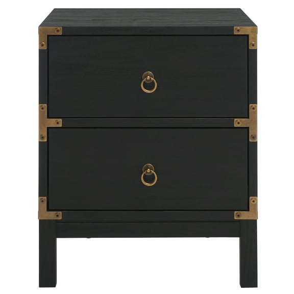 SAFAVIEH Galio Traditional Style 2 Drawer Nightstand, Black/Gold (18.5 in. W x 15.4 in. D x 22.2 in. H)