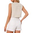thumbnail image 3 of INSPIRE CHIC Faux Suede Fringe Vest for Women's Button Down 70S Vintage Sleeveless Cropped Tassel Waistcoat S Beige, 3 of 6