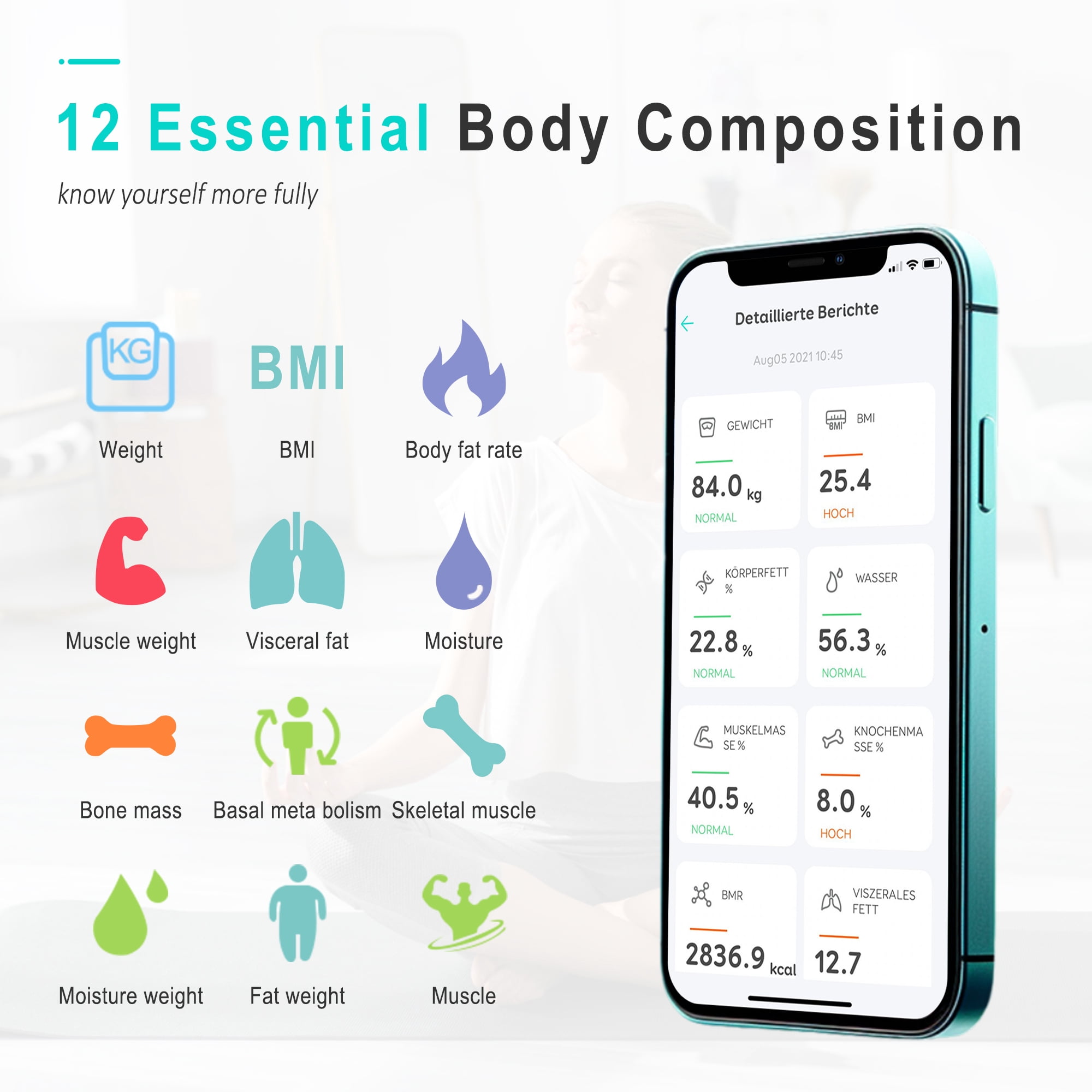 Signature Fitness Digital Body Weight Scale with LED Display, High Precision Electronic Bathroom Scale, 400 lbs Capacity, Black/White