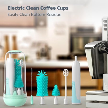 Frsuoak Electric Baby Bottle Brush Cleaner Set - Waterproof Bottle Brush and Straw Brush, Silicone Bottle Brush Suitable for New Moms