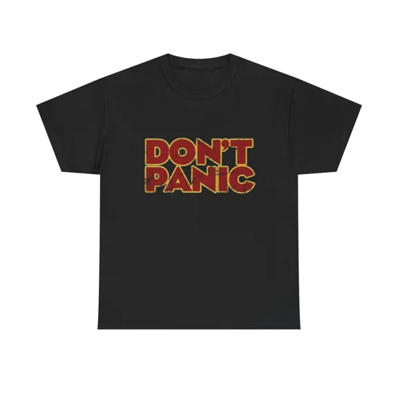 Reprint Rare Don't Panic Retro Graphic T Shirt NEW Adult Regular Sizing Tee
