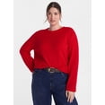 thumbnail image 2 of Scenario Women's and Women's Plus Cozy Crewneck Sweater with Long Sleeves, Sizes XS-4X, 2 of 6