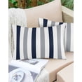 thumbnail image 6 of Navy Blue Gray Striped Throw Pillow Cover 20 x 26 Inch Decorative Pillow Cover Farmhouse Stripe Art Lumbar Pillowcase Seasonal Rectangle Cushion Case for Couch Sofa Bed Living Room, 6 of 7