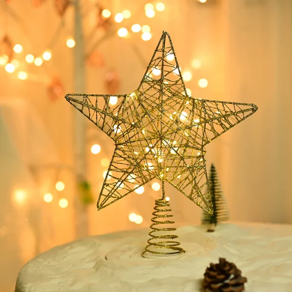 5" Christmas Tree Stars Topper, Christmas Stars Tree Topper Decorations Indoor, Exquisite Christmas Decorations Tree Topper, Xmas Tree Topper for Christmas Ornaments