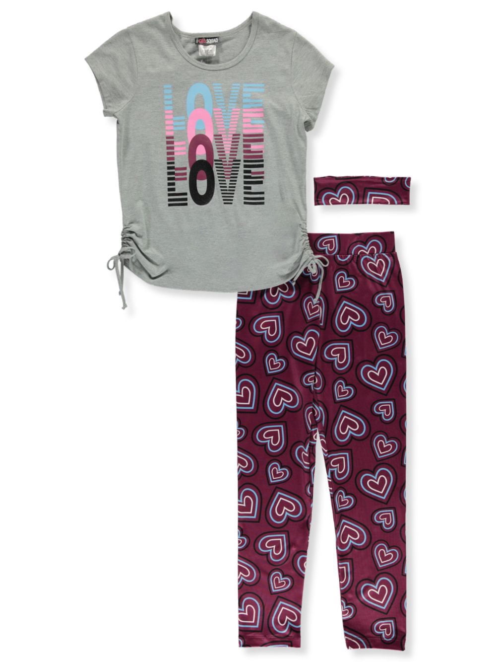 GirlSquad Girls' 2-Piece Leggings Set Outfit With Headband - heather ...