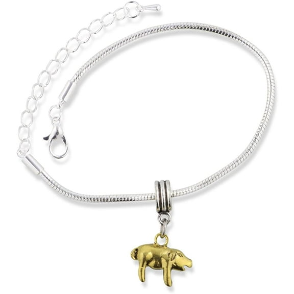 Pig Gold Snake Chain Charm Bracelet