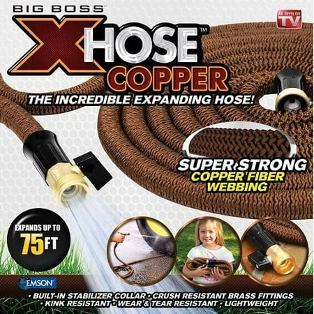 Big Boss Super Strong Copper Xhose - High Performance, Lightweight, Expandable Garden Hose with Brass Fittings, 75 ft. As Seen on TV