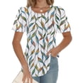 thumbnail image 2 of Camisetas AURUZA para mujer, mangas cortas, elegantes, informales, plisadas, camisas de verano, con cuello redondo, túnicas, a la moda, 2 of 7