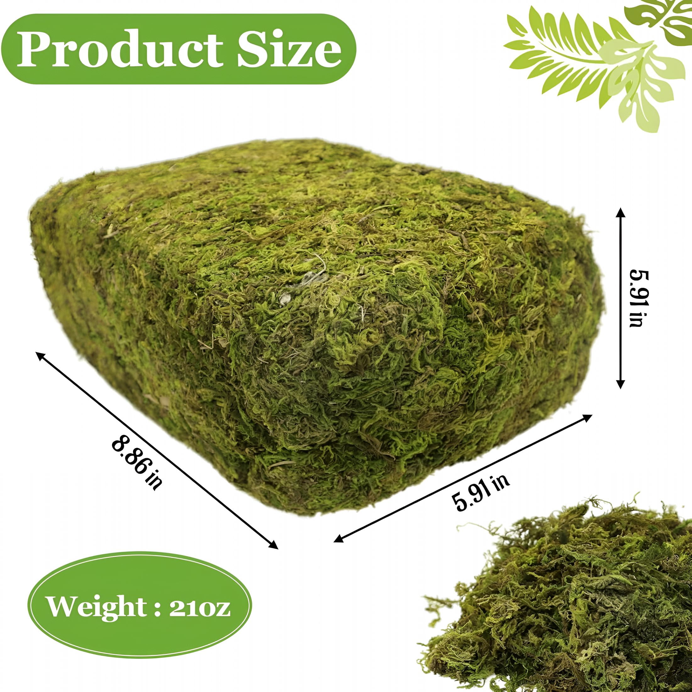 TUWAFE 1.3Lbs Artificial Fake Moss for Fake Plants Indoor- Premium Faux Craft Moss for Potted Plant,Fresh Green Moss Forest Moss for Hamsters Micro-Landscape Terrariums Centerpieces Decor