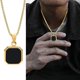 thumbnail image 1 of Vnox-collares cuadrados geométricos para hombres, colgante cuadrado esmaltado con cuerda, cadena de caja Figaro cubana, Collar fresco Vintage informal, 1 of 4