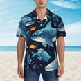 thumbnail image 2 of Balery Playful Whales Underwater Scene Camisas hawaianas de manga corta para hombre, camisas playeras de corte holgado, camisas de vacaciones con botones,3X-Large, 2 of 7