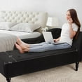 thumbnail image 3 of Homhougo Velvet Upholstered Chaise Lounge with Rolled Arm, Upholstered Sofa Recliner Lounge Chair for Bedroom Living Room Office Room, 60.6" L x 27.5" Ｗ x 28.3" H (Black), 3 of 8
