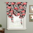 thumbnail image 2 of Red Flamingo Tie Up Curtains for Windows, Adjustable Balloon Window Shades, Summer Tropical Plants Leaves Botanical Black Kitchen Window Treatments Farmhouse Short Curtains with Rod Pocket 42"x45", 2 of 8