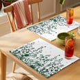 thumbnail image 4 of Green Botanical Placemats Set of 4 Dragonfly Flower Leaf Retro Ink Style Place Mats Indoor Wipeable Table Mats Washable Cloth Dining Table Placemats for Kitchen Holiday Party Home Decor 13x19 Inch, 4 of 9
