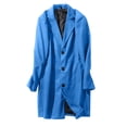 thumbnail image 4 of Men's Mid-Length Wool Trench Coat, Trendy Business Single-Breasted Outerwear, Blue, L, 4 of 6