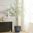 thumbnail image 3 of LuxenHome LuxenHome 13.4-Inch Round Waves MgO Planter, Black, 3 of 8