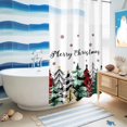 thumbnail image 5 of No Hook Shower Curtain with Built-in Rings - Red Green Plaid Christmas Tree Washable Waterproof Fabric Bathroom Curtains for Hotel,Rentals, Stall 36 X 78 Inch , White Winter, 5 of 9