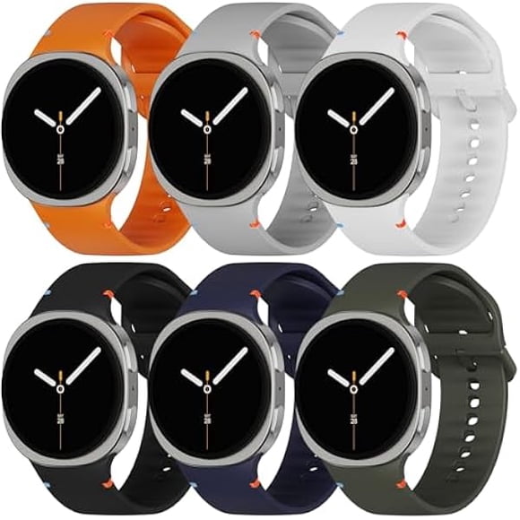 xixishop Sport Bands Compatible for Samsung Galaxy Watch 8/8 Classic Band,No Gap One Click Soft Silicone Replacement Strap for Galaxy Watch 8 40 44mm/8 Classic 46mm Men Women-6 Packs