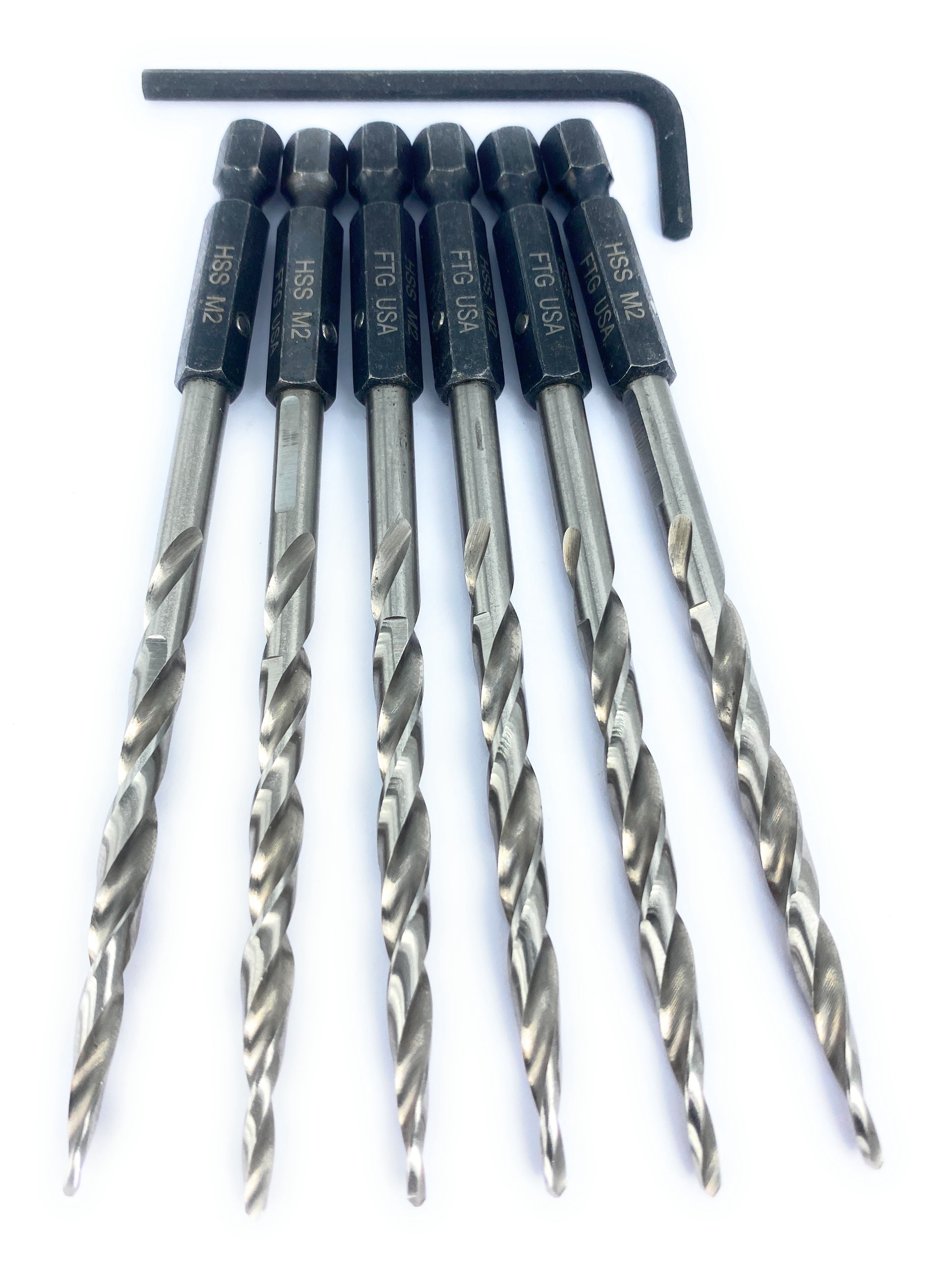 FTG USA Replacement Tapered Countersink Drill Bit Set 6 Pc Bit (#10) 3/16"