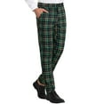 thumbnail image 5 of Unique Bargains Men's Plaid Slacks Regular Fit Flat Front Work Prom Checked Pants 30 Navy Green, 5 of 6