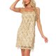 thumbnail image 1 of INSPIRE CHIC Vestido de Mujer con Lentejuelas, Flecos y Tirantes Espagueti para Fiesta de Cóctel, Vestidos Mini Brillantes en Dorado, 1 of 6