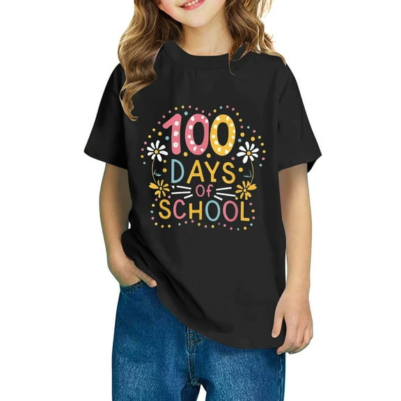 Babcutegg Kids Short Tops Sleeve Shirts for Girls Boys Cotton T-shirt Fashionable Cotton Pullover Black Size 3 Years