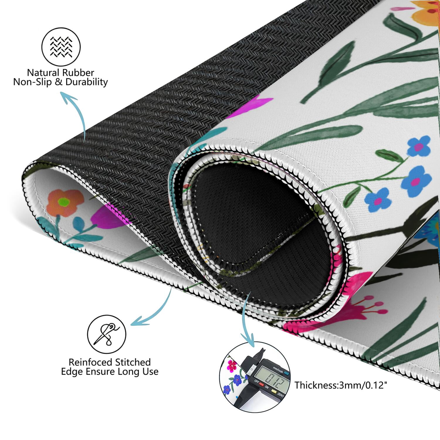 Premium Floral Non-Slip Rubber Mat for Mahjong Tables 31.5x31.5 Inch Large Playing Surface with Noise Reduction for Tiles Cards and Board Games