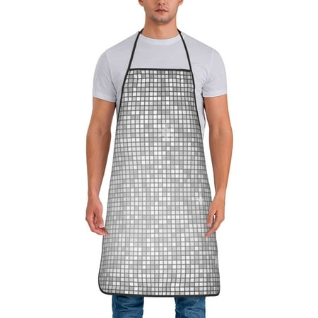 

Matuu Silver Mosaic for Cooking Apron for Men and Women Adjustable Strap and Waist Ties for Baking Cooking Gardening