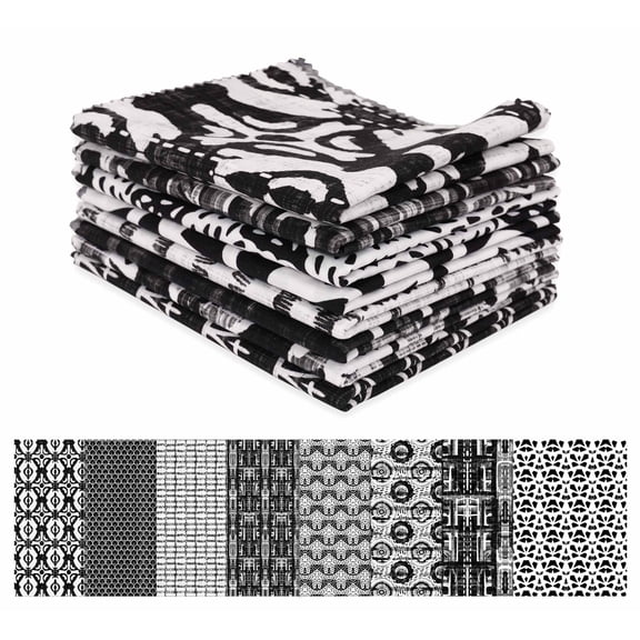 Soimoi 8 Pc Fat Quarter Bundle,Abstract TexturePrint 18"x 22"DIY Patchwork-100% CottonPre-Cut Quilting Fabric White & Black