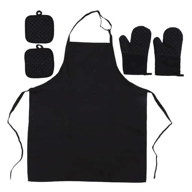 1 Set Heat Resistant Oven Mitts Nonslip Hot Pads Pot Holders Cooking Apron for Home Kitchen