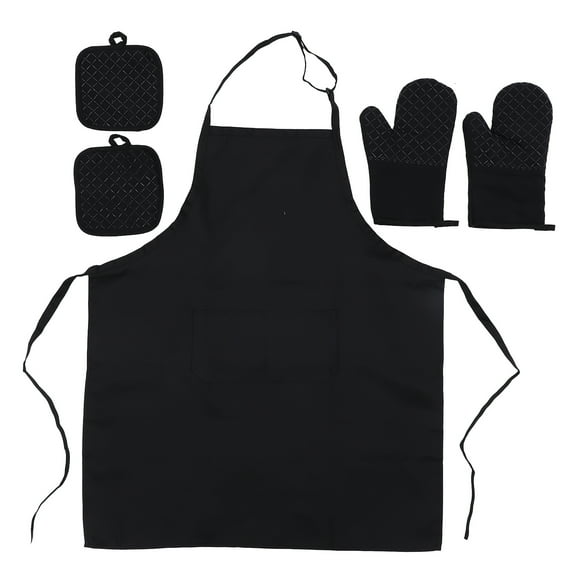 1 Set Heat Resistant Oven Mitts Nonslip Hot Pads Pot Holders Cooking Apron for Home Kitchen