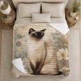 thumbnail image 5 of Siamese Cat Pumpkin Botanical Print, Cozy Pet Portrait Pattern, Warm Flannel Blanket for Living Room and Bedroom, Cat Lovers autumn celebration Gift, Pet Lover Home Decor, 5 of 9