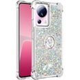 thumbnail image 6 of Glitter Clear Sparkly Bling Case for Xiaomi 13 Lite, Flowing Liquid Quicksand Cover with Diamond Ring Holder Case for Xiaomi 13 Lite  Silver, 6 of 14