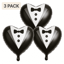 Tuxedo Heart Foil Balloons 3-Pack Wedding Party Decor Black White balloons