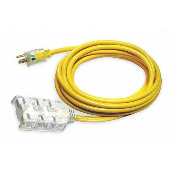 POWER FIRST 4GAD6 25 ft. 12/3 6-Outlet Lighted Extension Cord SJTOW
