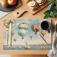 thumbnail image 2 of Nautical Boats Blue Placemats Set of 8 Coastal Ocean Vintage Hot Balloons Place Mats Indoor Wipeable Table Mats Washable Cloth Dining Table Placemats for Kitchen Holiday Party Home Decor 13x19 Inch, 2 of 9