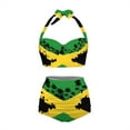 thumbnail image 3 of Yuyamidu Softness Swimsuit Women Size 2XL Jamaican Flag Coconut Tree High Waist Bikini Set Push Up Tie Side Tankini, 2 PCS Quick Dry High Neck Halter Top and Bottom Set, 3 of 6