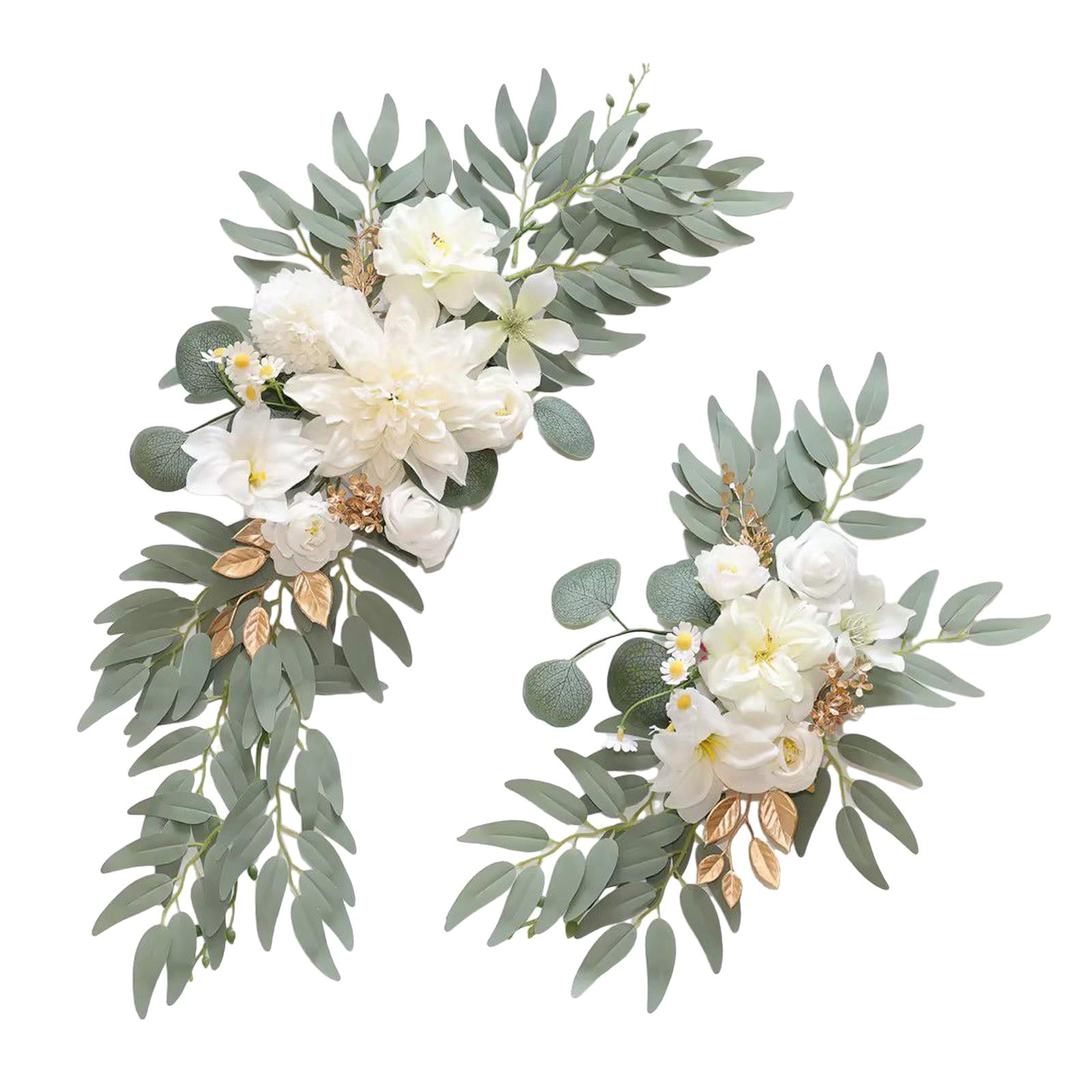 GUOOL 2 Pieces Wedding Arch Flowers Welcome Sign Decoration Corner Flowers Artificial Flowers for Ceremony Birthday Window Ornament White