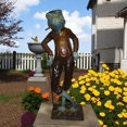 thumbnail image 3 of Nifao Frog With Cigar Plays Golf Bronze Statue – Garden Outdoor Decor Sculpture, 24"L x 15"W x 64"H, 3 of 12