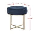 thumbnail image 3 of SAFAVIEH Angelea Contemporary Round Velvet Ottoman, Navy/Brass, 3 of 7