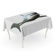 SIDONKU Life Great White Shark Swimming on Sea Aggressive Aquatic Big Creature Tablecloth Table Desk Cover Home Party Decor 60x84 inch