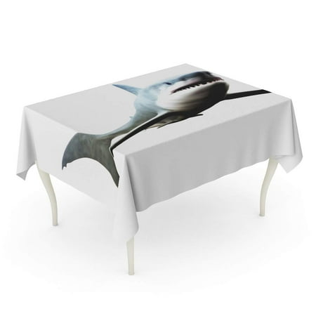 SIDONKU Life Great White Shark Swimming on Sea Aggressive Aquatic Big Creature Tablecloth Table Desk Cover Home Party Decor 60x84 inch