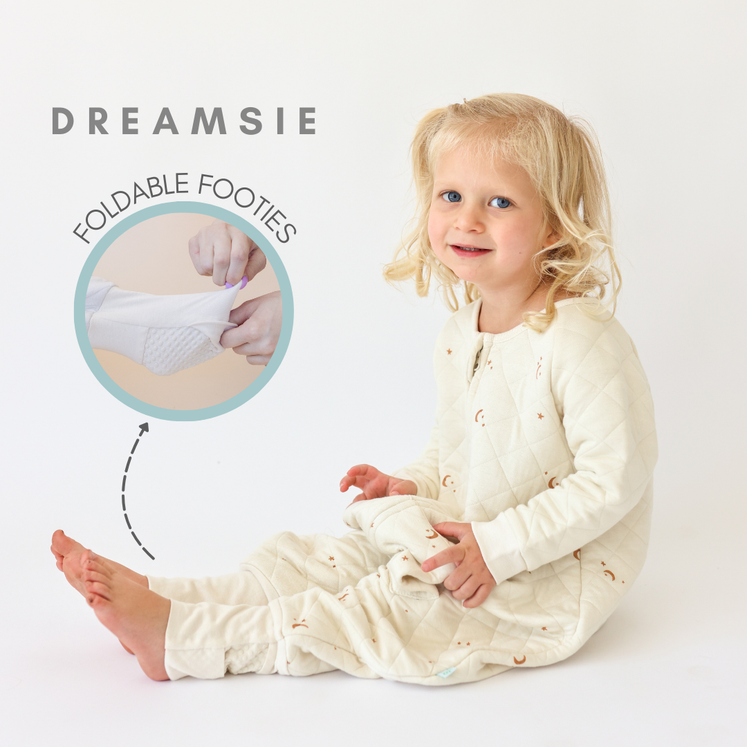 Tealbee Dreamsie - Bamboo Sleep Sack with Sleeves and Footies - (1.2 Tog) MoonsStars 3T-4T