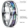 thumbnail image 5 of 8mm Abalone Shell Tungsten Rings for Unisex Silver Wedding Bands Faceted Edge Size 7-14, 5 of 6