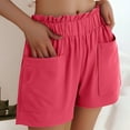 thumbnail image 6 of Plebaso Womens Casual Shorts Elastic High Waist Knee Length Shorts Loose Summer Beach Shorts with Pockets, 6 of 7